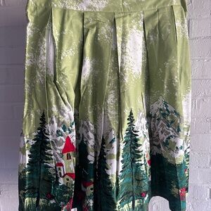 NWT Womens XL Holiday Scenic Pleated Skirt